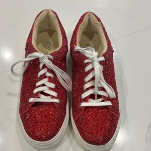 Glittery Red Women's Sneakers made by Betsey Johnson